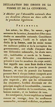 Auszug aus Die Erklrung der Rechte der Frau und Brgerin von 1791