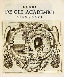 Titelblatt der Statuten der Akademie Ricovrati von 1648